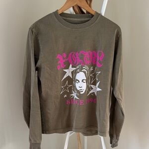 Khaki Long Sleeve Graphic Tee